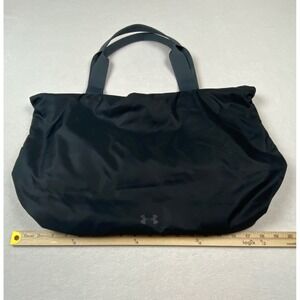 Under Armour Black Tote Gym Bag Large Nylon Shoulder Logo Duffle Style 20"